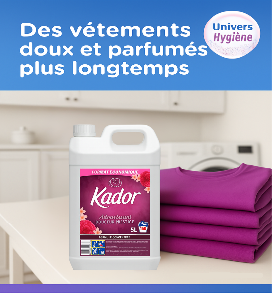 Adoucissant 5 litres KADOR Douceur Prestige (équivalent Lenor kiss) Ma boutique