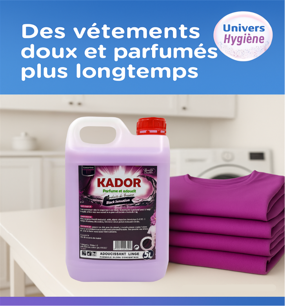 Adoucissant 5 litres KADOR Black Sensation (équivalent Black opium) Ma boutique